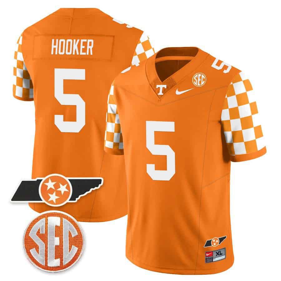 Men Tennessee Volunteers #5 Hooker Orange 2024 Nike Checkerboard & Alternate NCAA Jersey->indianapolis colts->NFL Jersey